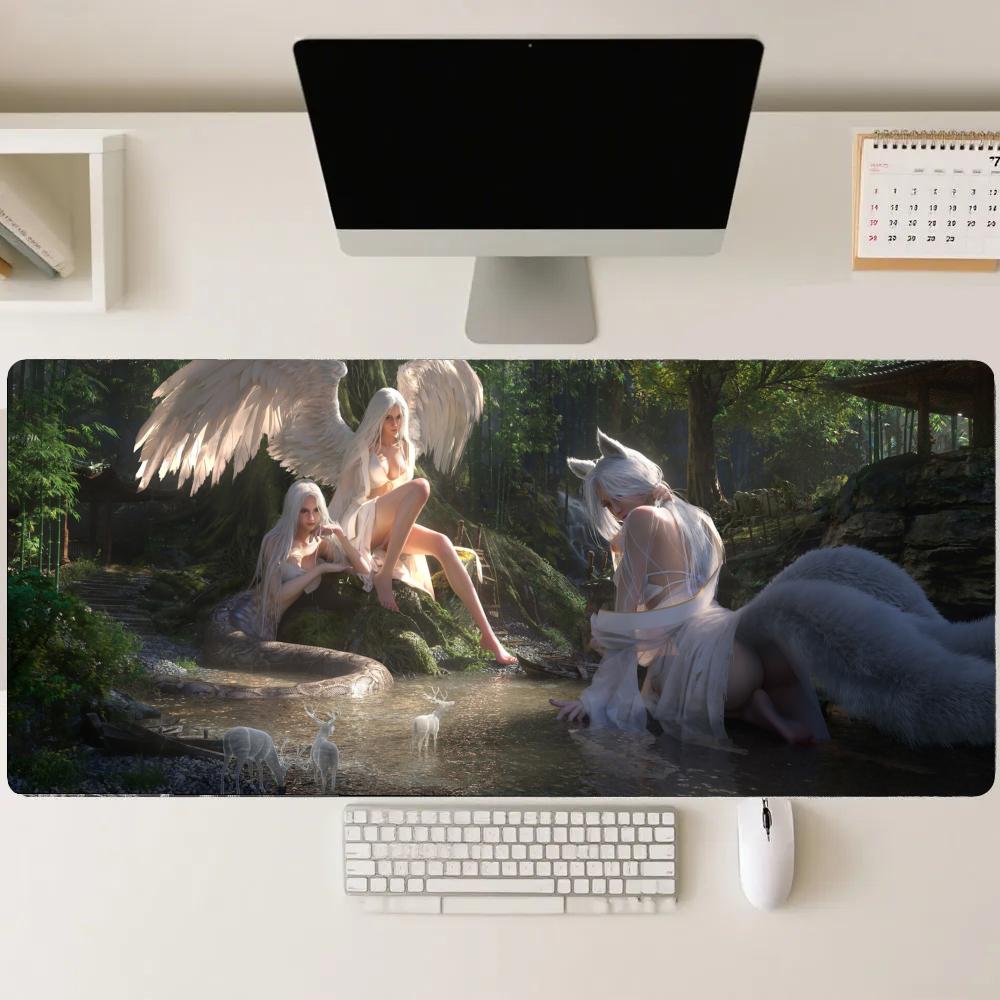 Gaming Accessories Pc Setup - Игровой коврик Forest girl, удлиненный, для