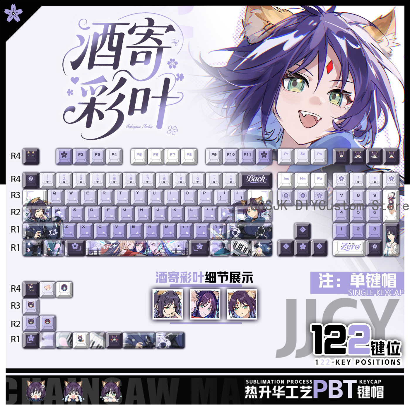 Gaming Accessories Gamestop - 122 клавиши с изображением аниме-персонажа Космической