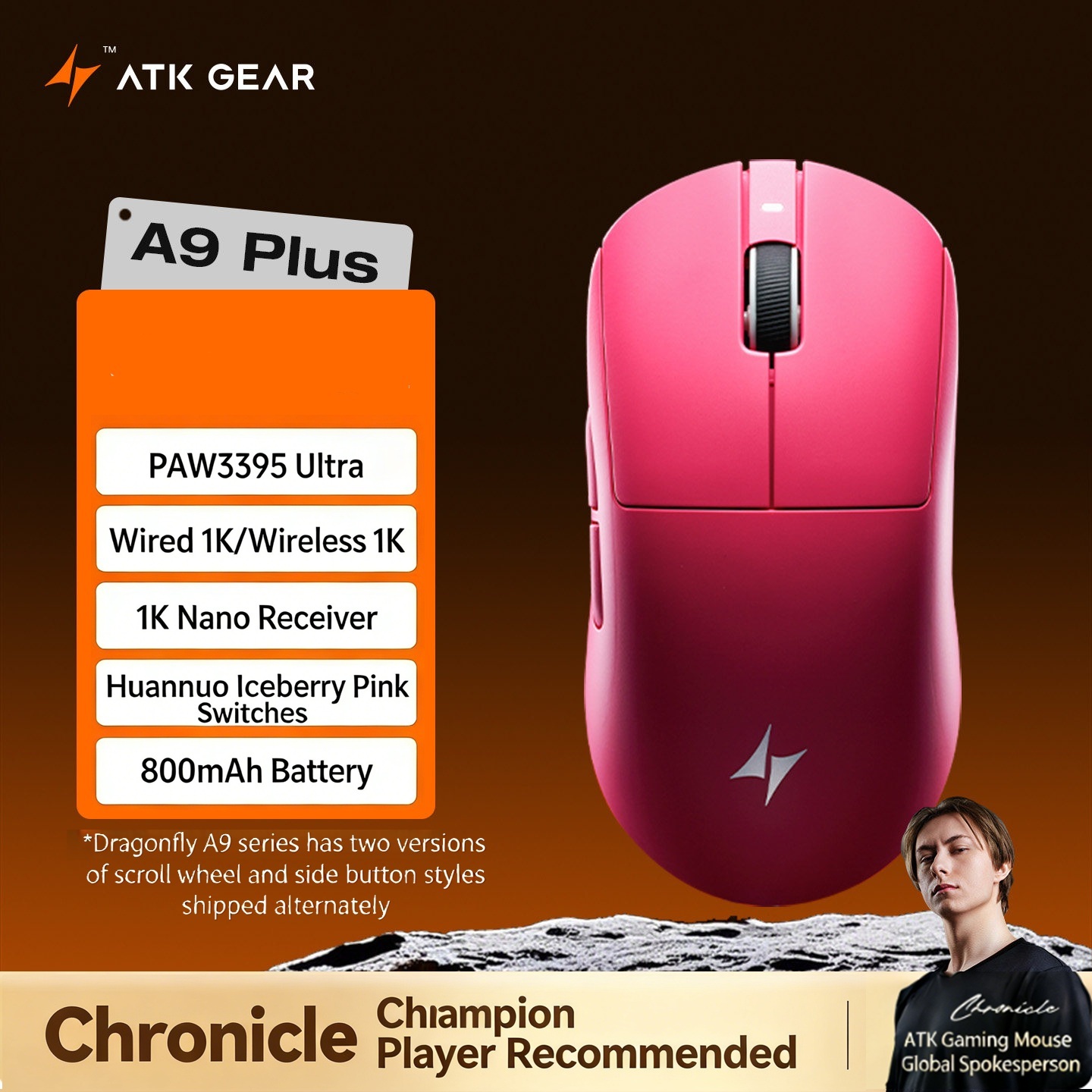 Gaming Hand Accessories - Беспроводная игровая мышь ATK DragonFly A9